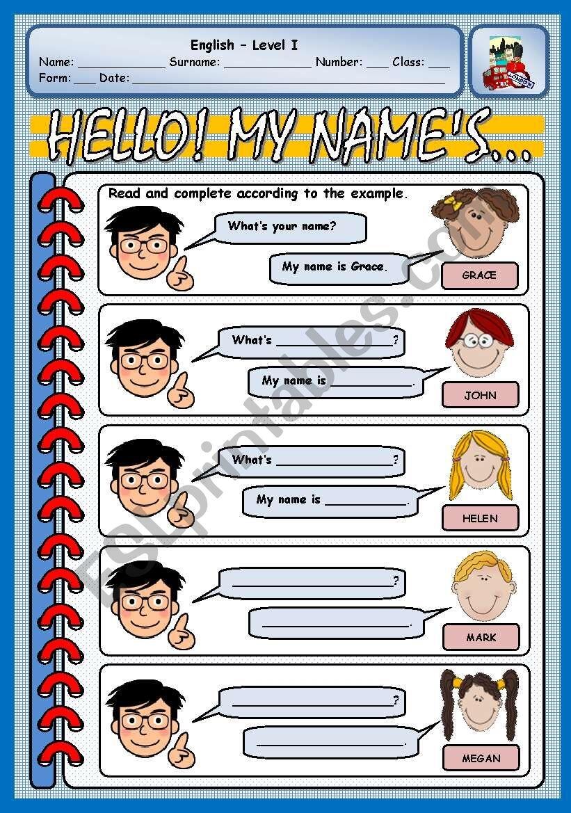 WHAT S YOUR NAME ESL Worksheet By Xani Personalized Name Writing Worksheets For Little Learners Classful
