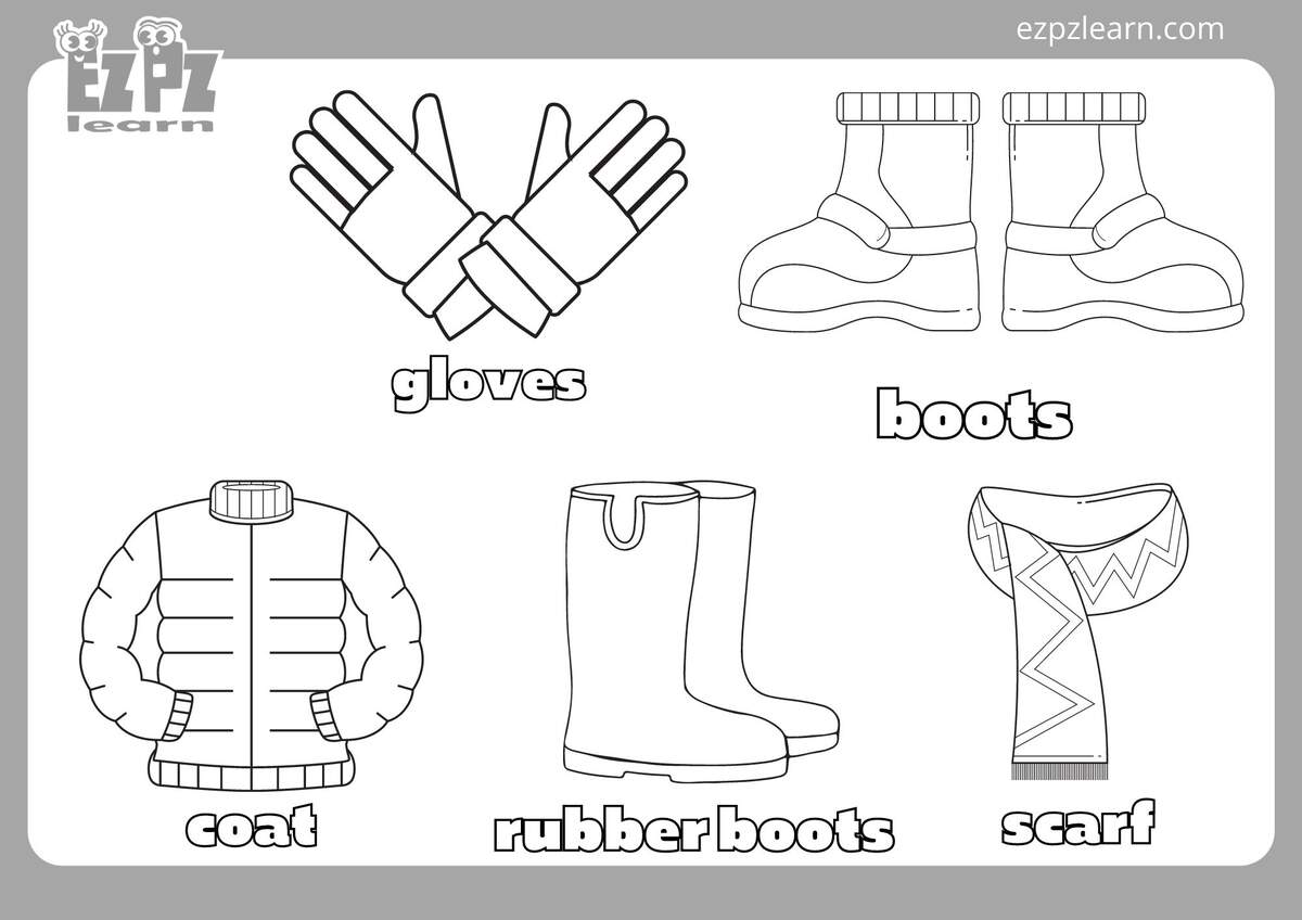 Winter Clothes Coloring Page1 Ezpzlearn