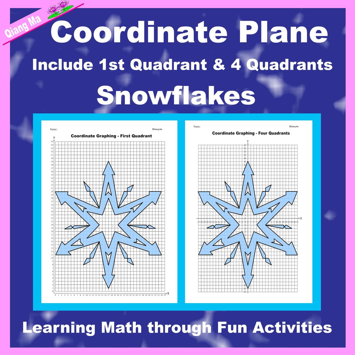 Winter Coordinate Plane Graphing Picture Snowflakes 4 Made By Teachers Winter Coordinate Plane Graphing Picture Snowflakes 4 Made By Teachers