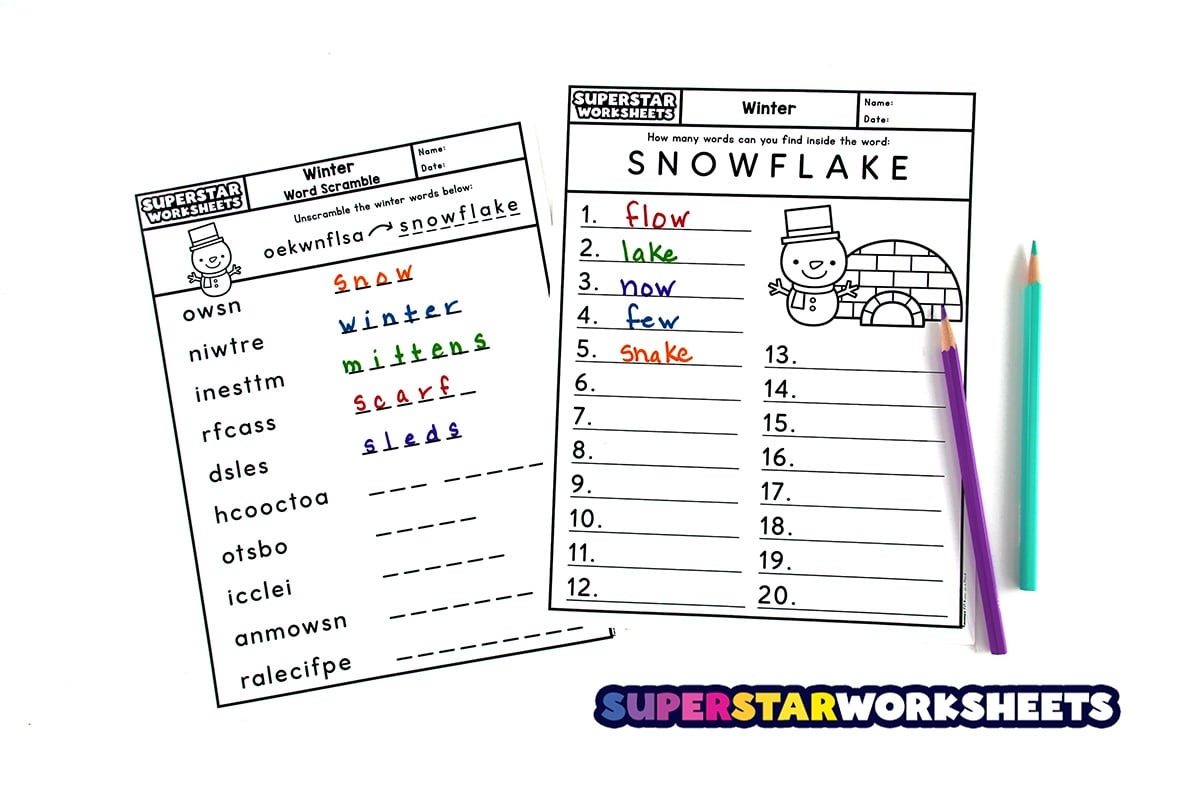 Winter Worksheets Free Printables Superstar Worksheets