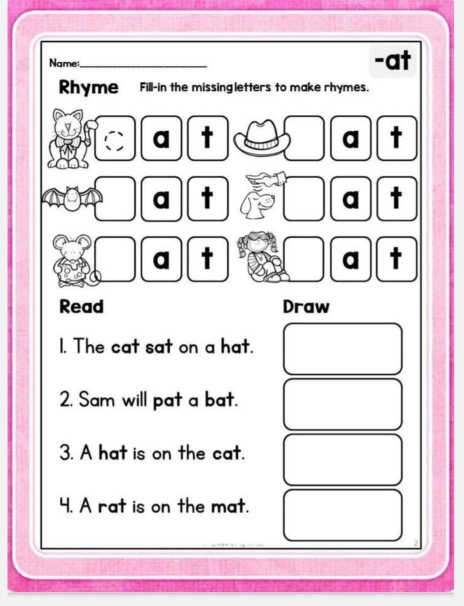 Word Family Worksheets Activity School For Kids FREE Printable Ig Word Family Worksheets For Kindergarten
