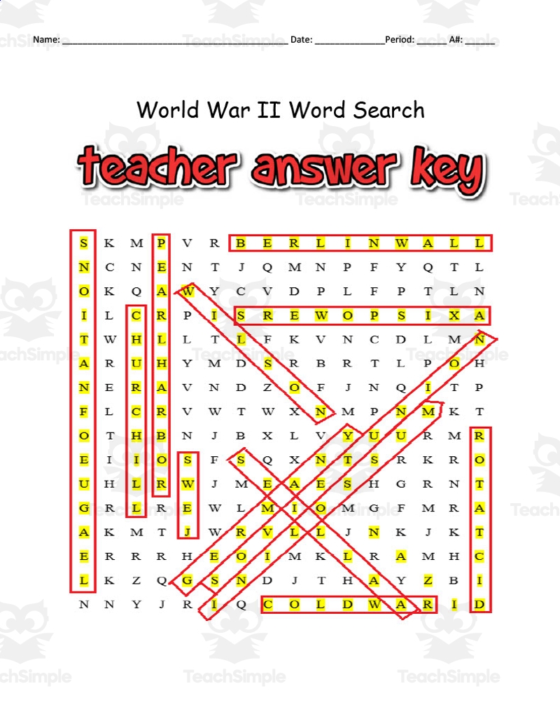 World War II Word Search And Definitions Packet By Teach Simple