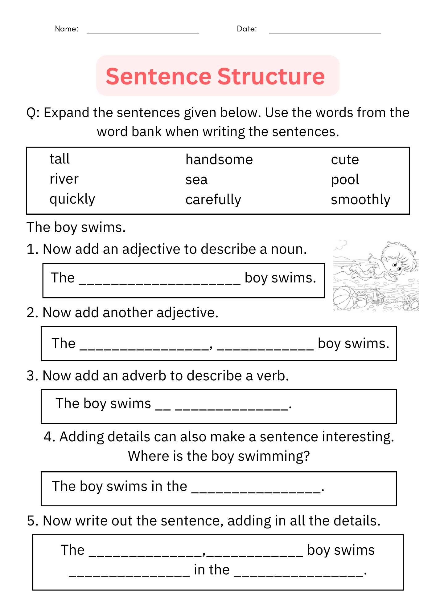 Writing Sentences Sentence Structure Worksheet Digital Printable For Grade 1 Made By Teachers Compound Words Free Printables Superstar Worksheets