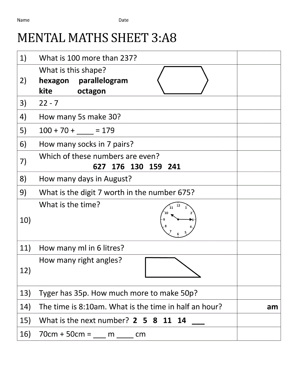 Year 8 Maths Worksheets